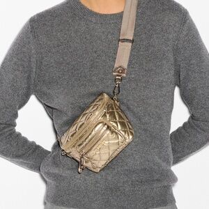 MZ Wallace Metallic Gold Quilted Crossbody Bag